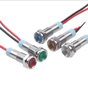 ไฟแสดงสถานะ 12V 24V DC 110V 220V AC สีแดง เขียว น้ำเงิน เหลือง <span class=keywords><strong>LED</strong></span> IP65 แบบเสียบปลั๊ก โลหะ รู 6 มม. สำหรับติดตั้งบนแผง - Product Image 1