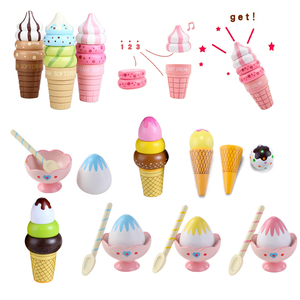 ของเล่นจำลองทำจากไม้ไอศกรีมเปลี่ยนได้สำหรับเด็กห้องครัว