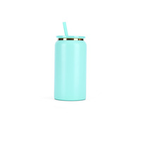 Canette de soda de 16oz en acier inoxydable à double paroi Mason can mug gobelet anti-fuite plaqué or avec couvercle