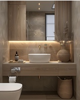 Meuble de vanité de salle de bains de panneau moderne de WQ avec le lavabo simple de miroir de lavabo pour des ensembles de salle de bains d'hôtel