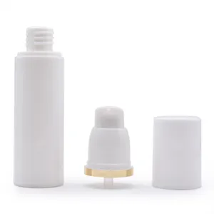 Sıcak satış havasız pompalı kozmetik şişesi 15ml 30ml 50ml beyaz losyon pompası şişe parlak çizgi