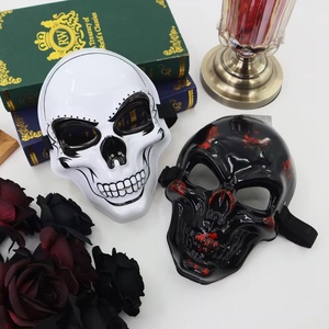 หน้ากากฮาโลวีนสยองขวัญขายดีข้ามพรมแดน ลายหัวกะโหลกโบราณ เรืองแสง ทำจากพลาสติก - Product Image 4