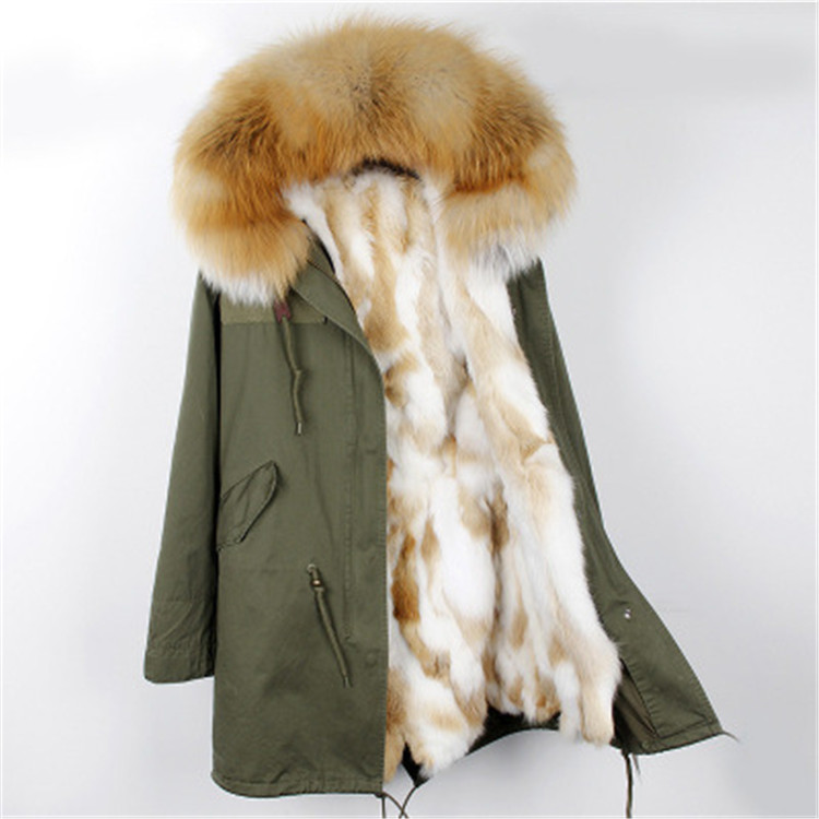 Manufactory Wholesale Winter Casual Women Oversize Fur Fox Collar Hooded Coat Parka Fur Coat Jacket Form China Manufacturer