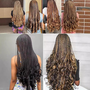 Extensions de Cheveux à Tresser Français Bouclés de 24 Pouces en Fibre Synthétique Haute Température Yaki Vente en Gros 150g pour Coiffures de Femmes Africaines - Product Image 6