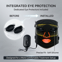 Masque facial LED en silicone souple, thérapie par la lumière, appareil de beauté portable avec contrôleur et protection des yeux