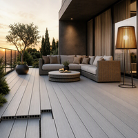 Tarima de WPC Moderna Ynori, Diseño de Madera Hueca, Color Gris Plateado, Tubo Cuadrado de 25 mm x 160 mm para Terraza, Resistente a los Rayos UV, Directo de Fábrica