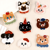 Patchs brodés autocollants en forme d'animaux mignons pour accessoires vestimentaires décoratifs, coques de téléphone, autocollants en tissu