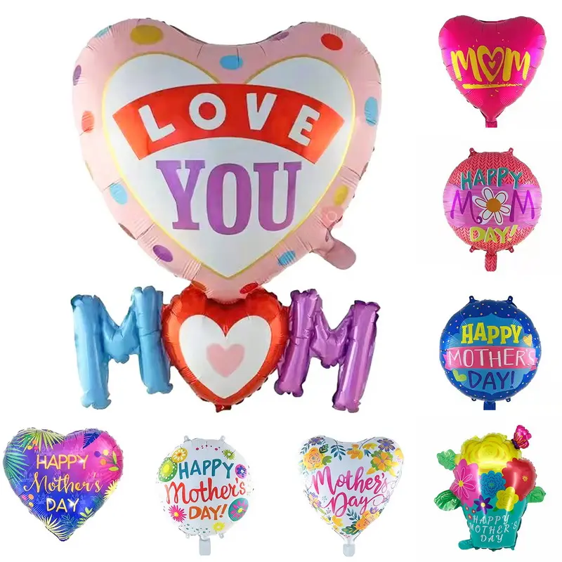 Heart Flower Shape Happy Mother Day Mama Balloon Te Quiero Foil Aluminum Helium Balloons For Mom Mummy Mama Party Decoration