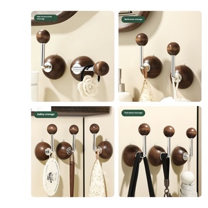 וו עגול מעץ עם כוס יניקה חלקה, ידידותי לסביבה, ABS+PC+TPU, ללא קידוח, רב פעמי, וו רב תכליתי לבית - Product Image 4