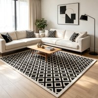 Tapis géométrique moderne en polypropylène jacquard, motif treillis, antibactérien, fin, antidérapant, pour salon, chambre, intérieur