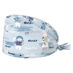 Chapeau d'infirmière jetable respirant et doux de qualité hospitalière fourni par l'usine, casquette d'infirmière unisexe avec boutons - Product Image 1