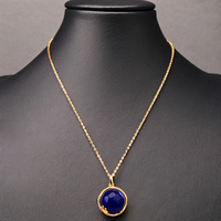 S925 Sterling Silver Plaqué Or Lapis Lazuli Oeuf Pendentif Collier Élégant Unisexe Mode Chaîne Bijoux En Gros