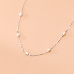 Collier en argent S925 pour femmes, style japonais et coréen, accessoire de luxe haut de gamme avec perle ovale légère D6965 - Product Image 1