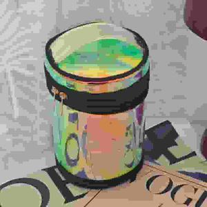 Sac de toilette cylindrique rond en PVC, effet holographique laser dégradé, imperméable, 10 pouces, pour le rangement des cosmétiques - Product Image 3