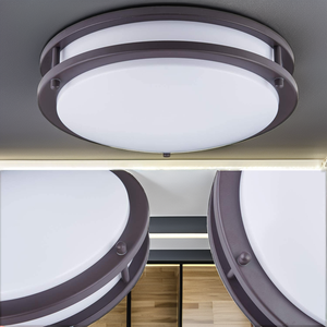 Modern 12-Inch Black Round Flush Mount <b>Ceiling</b> <b>Light</b> Acrylic Cover Surface Mounted for Living Room or Bedroom IP44 Rated - Product Image 5