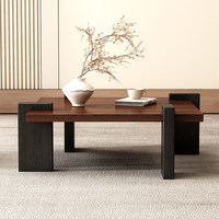 Table basse en bois massif de style mid-century avec structure métallique pour salon, mobilier pour petits espaces, style rétro français, mobilier moderne pour la maison