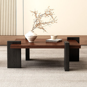 NKAHS-CT-008 Mid-Century Solid Wood <b>Coffee</b> <b>Table</b> Metal Frame for Living Room Furniture <b>Small</b> Space Retro French Style Modern - Product Image 3