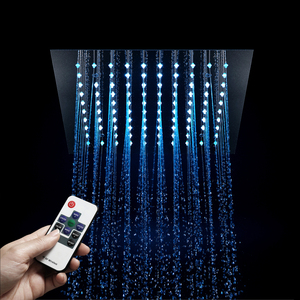 HIDEEP Set Doccia Lusso per <span class=keywords><strong>Bagno</strong></span> 300x300mm con Soffione a Pioggia LED, Miscelatore in Ottone Nero Opaco Quadrato Caldo/Freddo - Product Image 3