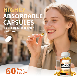 Cápsulas de Gel Suave de Vitamina D3 <span class=keywords><strong>K2</strong></span> de Marca Privada, 120 Unidades, Apoyo Inmunológico, Ingredientes Naturales con Aceite de Coco Orgánico - Product Image 5