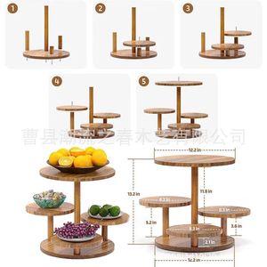 Plateau de présentation/support de rangement/support à gâteaux rond/support à gâteaux à plusieurs niveaux en bois - Product Image 4