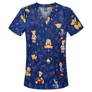 Uniformi mediche <span class=keywords><strong>medico</strong></span> chirurgico infermiere <span class=keywords><strong>lavoro</strong></span> infermieristico set da <span class=keywords><strong>lavoro</strong></span> a manica corta uniforme da ospedale con scollo a V - Product Image 1