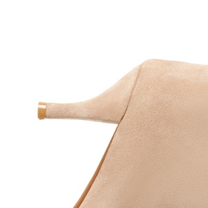Stivali al ginocchio da donna Moncheer in finta pelle scamosciata con tacco a spillo |   Stivali Invernali Neri e <span class=keywords><strong>Beige</strong></span> Elasticizzati Slim Fit con Tacco Interno per Aumentare l'Altezza - Product Image 4