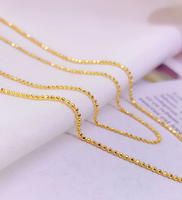 Nouvelle conception perle chaîne pull mince lien chaîne 18k chaîne AU750 jaune solide or collier bijoux