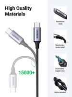 Adaptateur audio USB C vers 3,5 mm UGREEN AV143, stéréo haute fidélité, câble tressé de type C vers prise casque auxiliaire pour voiture
