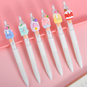 Stylo rechargeable au design de dessin animé attrayant, vente en gros directe, stylo de papeterie pour étudiants, mignon, motif crème glacée d'été, stylo blanc - Product Image 3