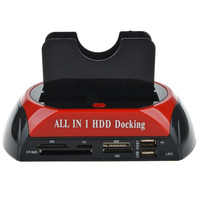 Todo en 1 HDD Docking 2,5 "3,5" USB2.0 Base de disco duro SATA doble USB a Sata Dual Disk Estación de acoplamiento HDD multifuncional 875