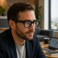 Lunettes Intelligentes IA avec Caméra, Audio Bluetooth, Traduction, Reconnaissance d'Objets, Enregistreur Portable pour Voyages d'Affaires