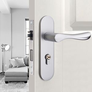 Silent Closing Deadbolt Room Door Aluminum Metal Lever <b>Handle</b> Indoors for Office Panel Mechanical Keys <b>Handle</b> <b>Lock</b> Set - Product Image 4