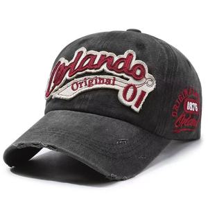 Gorra de Béisbol Retro Desgastada de Algodón Lavado, para Cabezas Grandes, con Efecto Adelgazante en el Rostro, Gorra para Exteriores con Letras Bordadas - Product Image 1