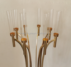 Wedding Gold Metal Table Centerpiece Acrylic <strong>Candelabra</strong> for Decoration - Product Image 2