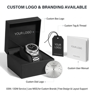 Boîte de rangement et de présentation de montre en cuir PU, légère, carrée, de luxe, fabriquée à la main par le fabricant, avec logo, pour voyage et cadeau - Product Image 3