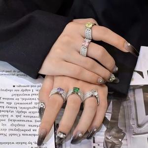 OEM Chunky Plata 925 Sterling Silver Hombres Amethyst Zircon Ring <span class=keywords><strong>Promise</strong></span> Hip Hop Mujeres grandes Compromiso Boda Anillos de Esmeralda fina - Product Image 3