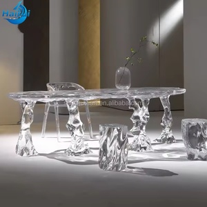 Meubles de luxe en résine transparente sur mesure, table à manger en cristal artificiel moderne, ornement artisanal, sculpture en résine époxy - Product Image 6