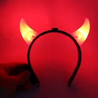 Fournitures promotionnelles pour événements HLC, ODM, accessoires de fête lumineux, cornes de diable 3D lumineuses, bandeaux lumineux pour Halloween avec impression de logo