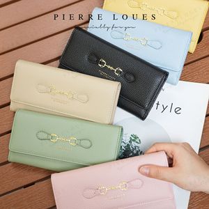 Pierre Loues Women's Long Wallet 7 Inch <b>Large</b> Capacity Solid Color Clutch With Rhinestone Logo For Everyday Use - Product Image 1