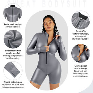 Desgin จั๊มสูทแขนยาวสำหรับผู้หญิงชุดว่ายน้ำเล่นกีฬาซาวน่าฟิล์มเหงื่อชุดออกกำลังกาย<span class=keywords><strong>2023</strong></span>โลโก้ใหม่ออกแบบได้เอง - Product Image 2