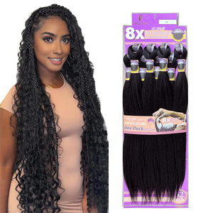 Cheveux à tresser synthétiques pré-étirés et pré-sectionnés, modèle Super 52 8x, personnalisables avec logo privé, pour tresses Ez Braid, pour personnes noires - Product Image 1