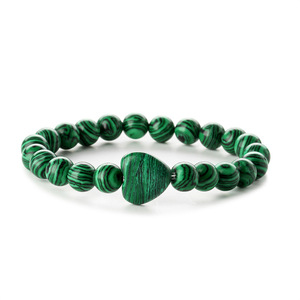 Daily Wear <b>Healing</b> Howlite Stone Jewelry New Fashion Trendy Heart Shaped Natural Malachite Beaded <b>Bracelets</b> for Couple Gift - Product Image 4