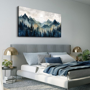 Peinture murale moderne sur toile, art abstrait, <span class=keywords><strong>aquarelle</strong></span>, paysage de montagne, grande décoration murale pour salon, bureau, fresques murales - Product Image 2
