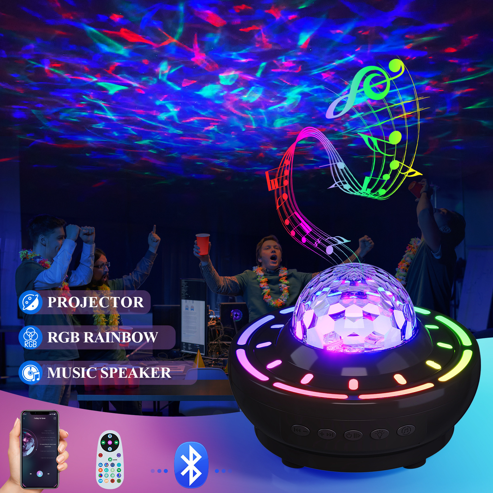 Hot Sale New Projector Night Light Intelligent Led Remote for Charging Dimmable RGB Color-Changing Desk Starry Sky Projector