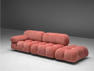 Set Sofa Apartemen 3-Dudukan Berbahan Beludru Ramah Lingkungan Bentuk Persegi dengan Busa Ekspansi Sofa Terkompresi - Product Image 3