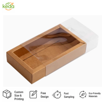 Boîte cadeau en papier kraft de haute qualité avec tiroir coulissant, matériaux recyclés, doublure en éponge et feuille d'or, entièrement transparente pour bougie