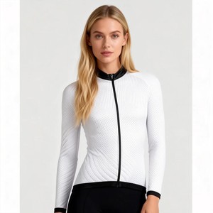 Meilleure Vente Maillot de Cyclisme Blanc à Manches Longues Personnalisé Coupe Ajustée Respirant Coupe-Vent pour Événement d'Équipe de Cyclisme - Product Image 2