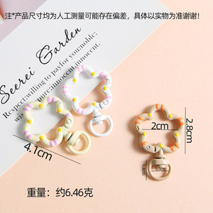 Hand Painted <b>Flower</b> Spring Buckle Colorful Open Ring Keychain DIY Jewelry Accessories Metal Clasp Fresh <b>Sweet</b> Style - Product Image 5