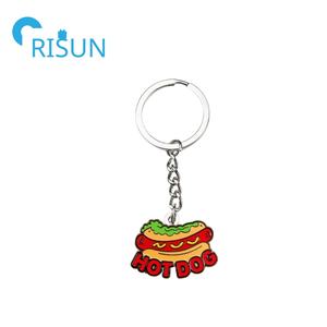 Fabricación de Metal Snack Foods Llavero Esmalte personalizado Hot Dog Llavero Salchicha roja Hotdog <span class=keywords><strong>Food</strong></span> Llavero - Product Image 2