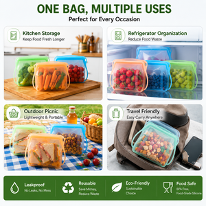 Bolsa de Silicona para Congelador con Diseño Personalizado a Prueba de Fugas, Bolsa de Almacenamiento de Alimentos de Silicona Reutilizable Multifuncional - Product Image 4